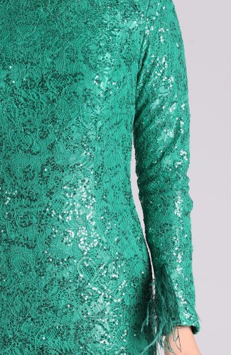 Sequined Evening Dress 4590-04 Emerald Green 4590-04