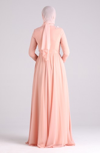 Lachsrosa Hijab-Abendkleider 0083-01