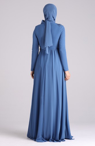 Indigo Hijab-Abendkleider 0083-02