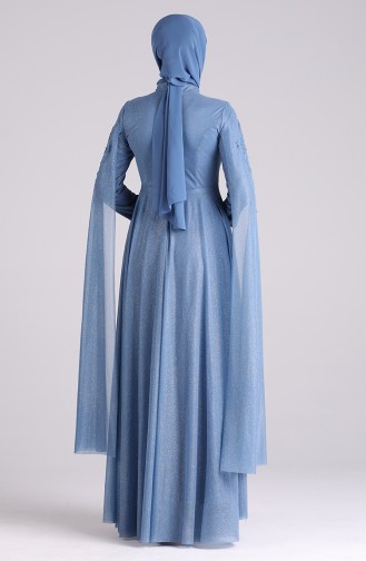 Indigo Hijab Evening Dress 5070-01