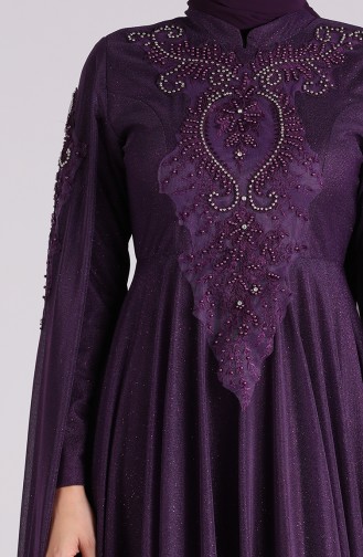 Purple Hijab Evening Dress 5070-02