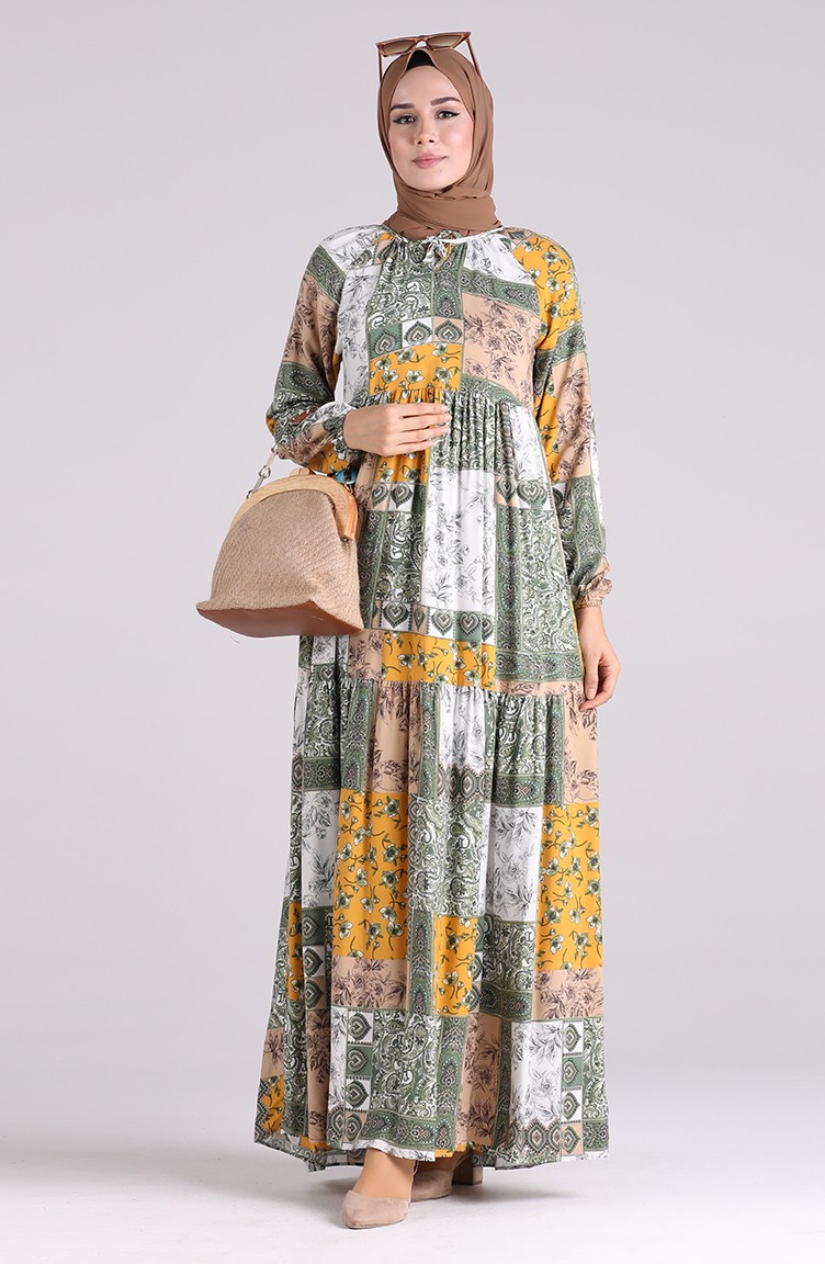 Mustard Hijab Dress 2063-01