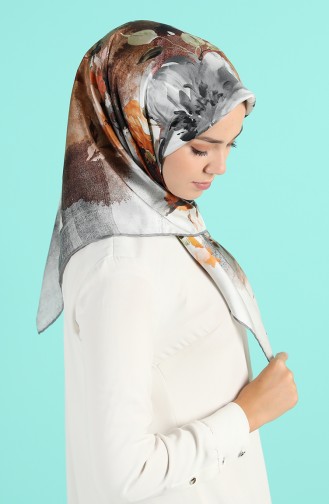 Levidor Twill İpek Eşarp 2636-06 Gri Kahverengi