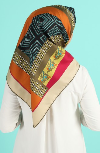 Desenli Twill Eşarp 2964-09 Mürdüm Yağ Yeşili