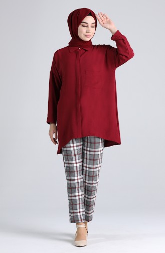 Claret red Overhemdblouse 8155-12