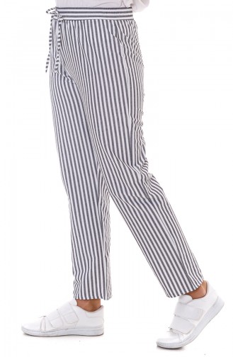Striped wide Leg Trousers 4223pnt-01 White Gray 4223PNT-01