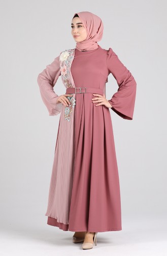 Beige-Rose Hijab-Abendkleider 1147-04