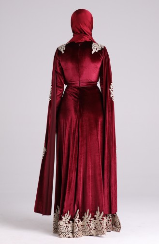 Guipure Velvet Evening Dress 2137-01 Damson 2137-01