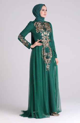 Smaragdgrün Hijab-Abendkleider 6180-01