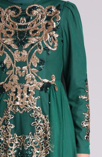 Sequined Evening Dress 6180-01 Emerald Green 6180-01