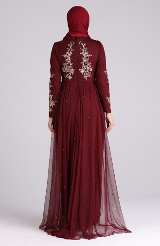 Sequined Evening Dress 6180-02 Burgundy 6180-02