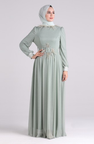 Khaki Hijab-Abendkleider 4223-02