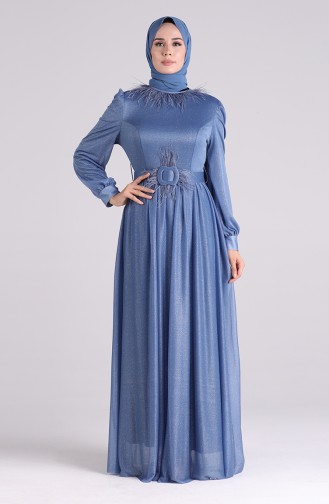 Belted Evening Dress 4223-03 Indigo 4223-03