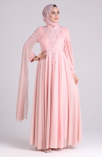 Light Pink Hijab Evening Dress 5070-03