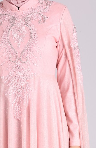 Pulverpink Hijab-Abendkleider 5070-03