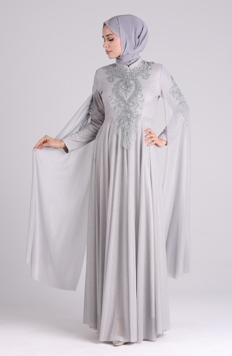 Grau Hijab-Abendkleider 5070-04