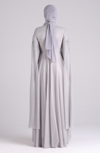 Gray Hijab Evening Dress 5070-04