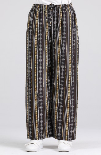 Patterned Seasonal Trousers 8090-01 Black Mustard 8090-01