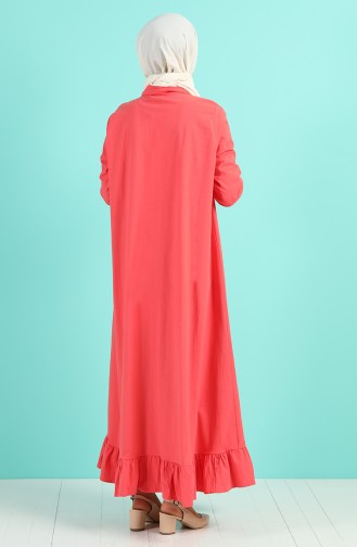 Button-down Ruffled Dress 4858-02 Coral 4858-02