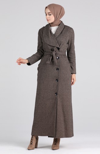 معطف طويل بني مائل للرمادي 2133-03