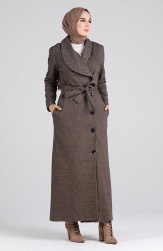 معطف طويل بني مائل للرمادي 2133-03