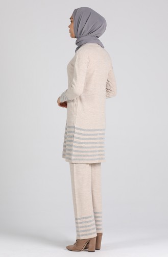 Triko Tunik Pantolon İkili Takım 0383-04 Taş