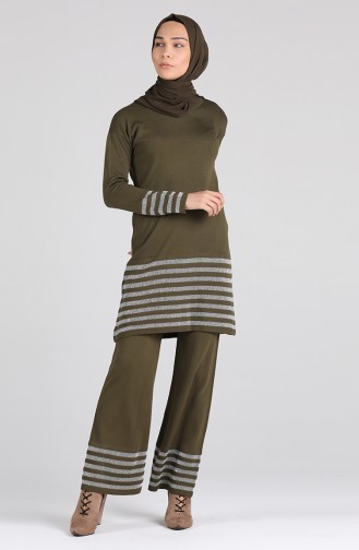 Knitwear Tunic Trousers Double Suit 0383-10 Khaki 0383-10