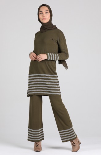 Knitwear Tunic Trousers Double Suit 0383-10 Khaki 0383-10