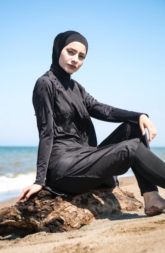 Schwarz Hijab Badeanzug 2028-02