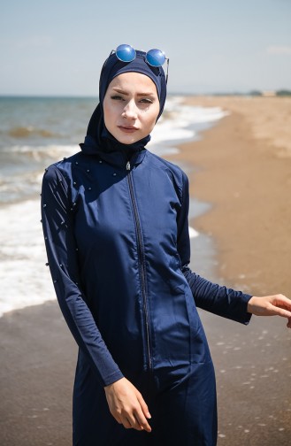 Dunkelblau Hijab Badeanzug 2028-03