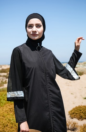 Schwarz Hijab Badeanzug 2032-01