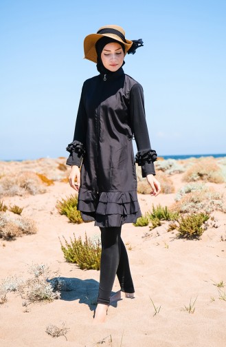 Schwarz Hijab Badeanzug 2033-01