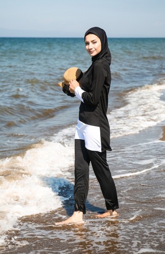 Schwarz Hijab Badeanzug 1010-02