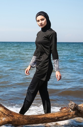 Schwarz Hijab Badeanzug 1011-01