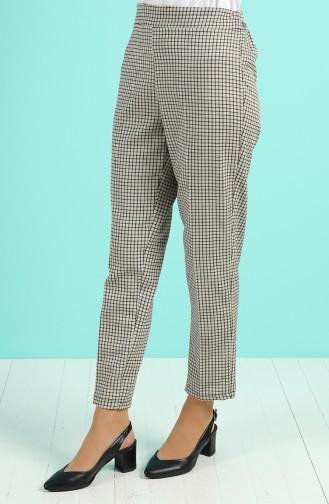 Checkered Straight-leg Trousers 5002-01 Oil Green 5002-01