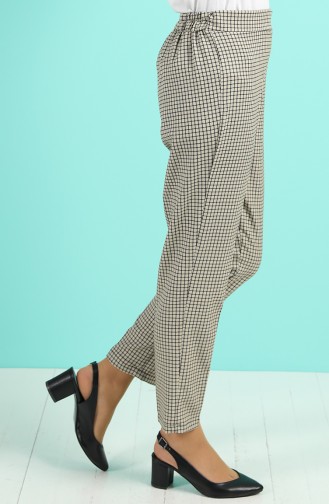 Checkered Straight-leg Trousers 5002-01 Oil Green 5002-01