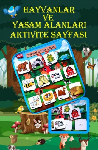 Tox Hayvanlar Ve Yaşam Alanları Keçe Cırtlı Aktivite Sayfası Çocuk Etkinlik Eğitici Oyuncak T050200101