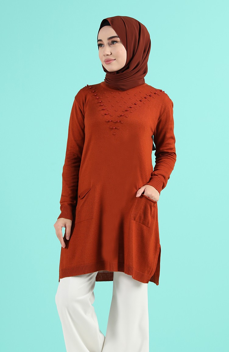 brick red sweater
