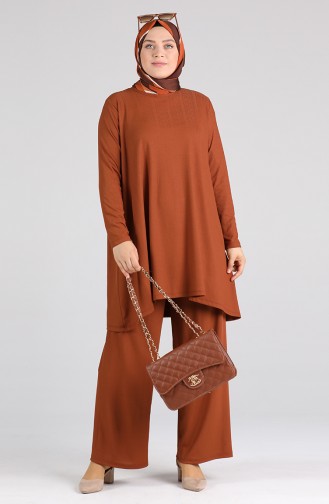 Asymmetric Tunic Trousers Double Suit 4618-01 Tobacco 4618-01