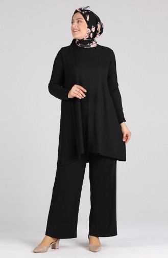 Asymmetric Tunic Trousers Double Suit 4618-06 Black 4618-06