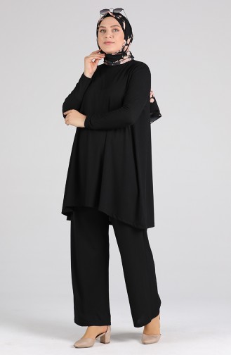 Asymmetric Tunic Trousers Double Suit 4618-06 Black 4618-06