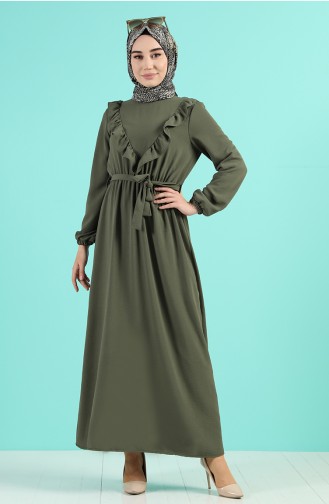 Dark Khaki Hijab Dress 0053-09