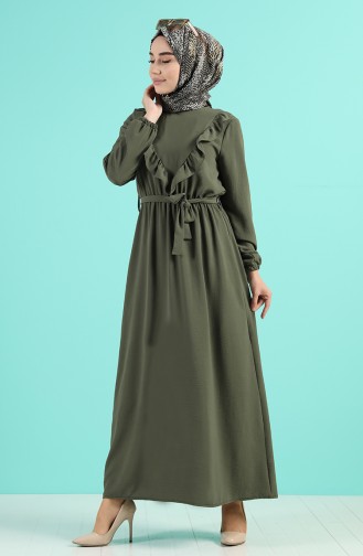 Dark Khaki Hijab Dress 0053-09