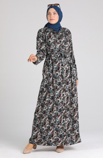 Robe Hijab Pétrole 4695-01