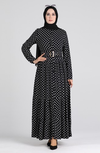Schwarz Hijab Kleider 4553-02