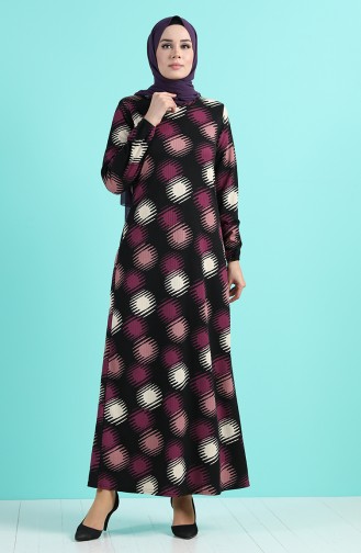 Patterned Dress 8880-03 Black Purple 8880-03