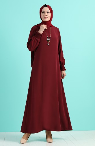 Claret Red Hijab Dress 1003-01