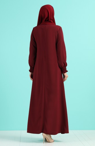 Weinrot Hijab Kleider 1003-01
