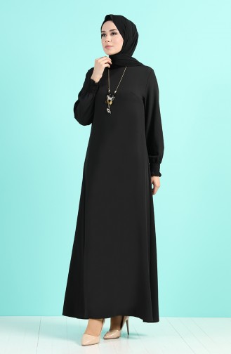 Schwarz Hijab Kleider 1003-07