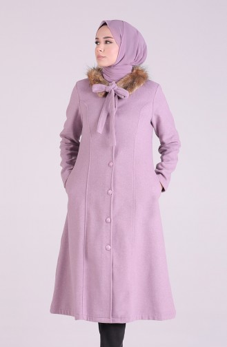Kürklü Kaşe Kaban 5071-06 Lila